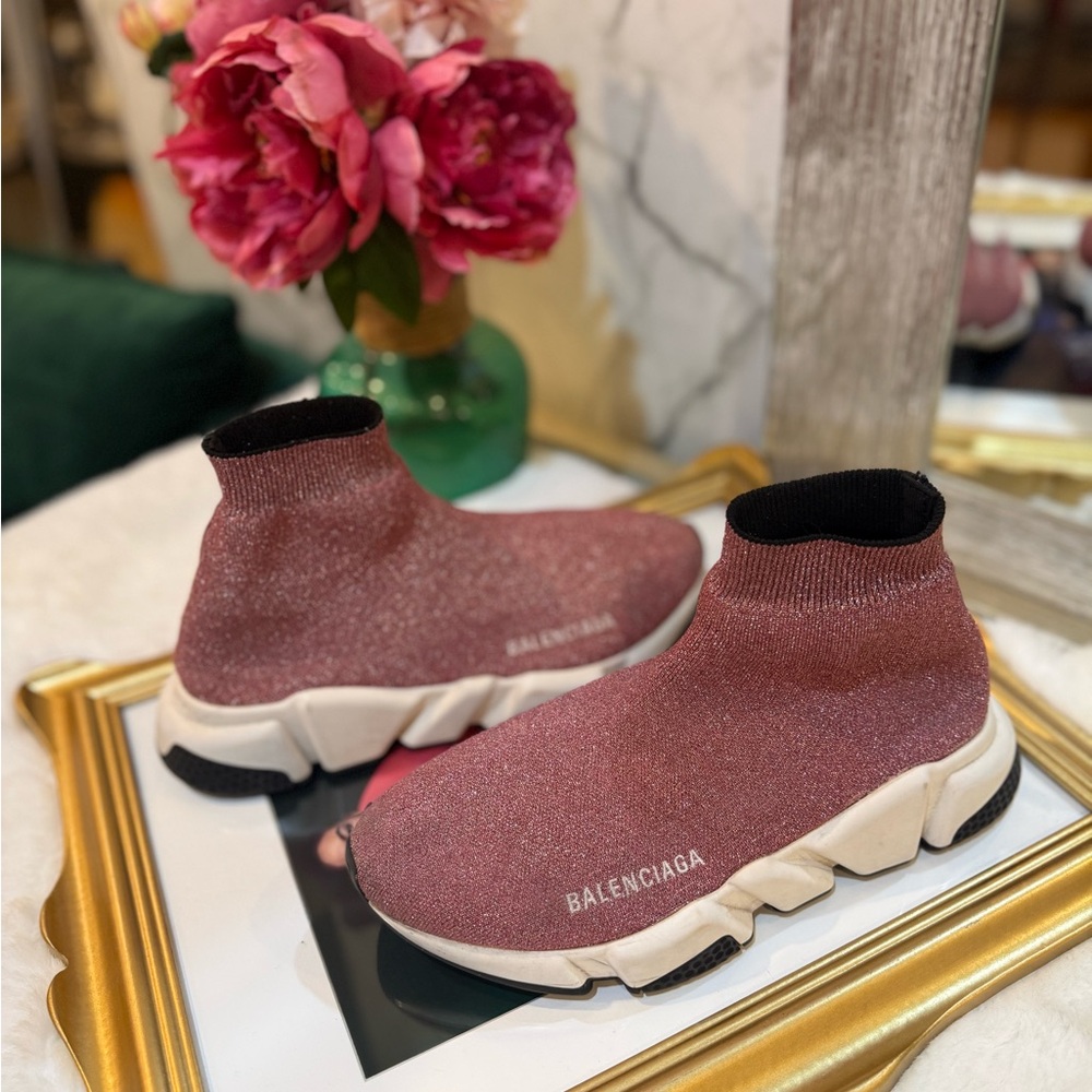 Balenciaga Glittery Pink Sock Sneakers